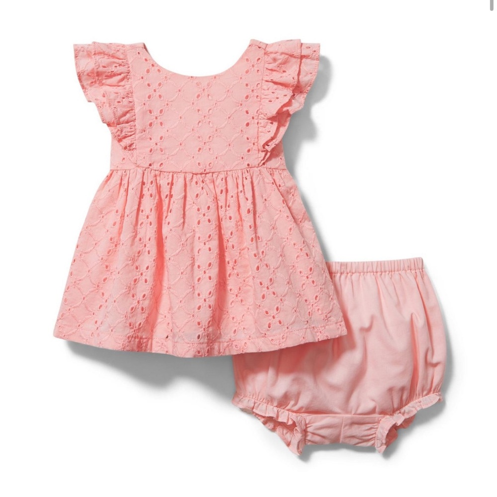 Janie and Jack 6-12month baby girl pink eyelet matching set